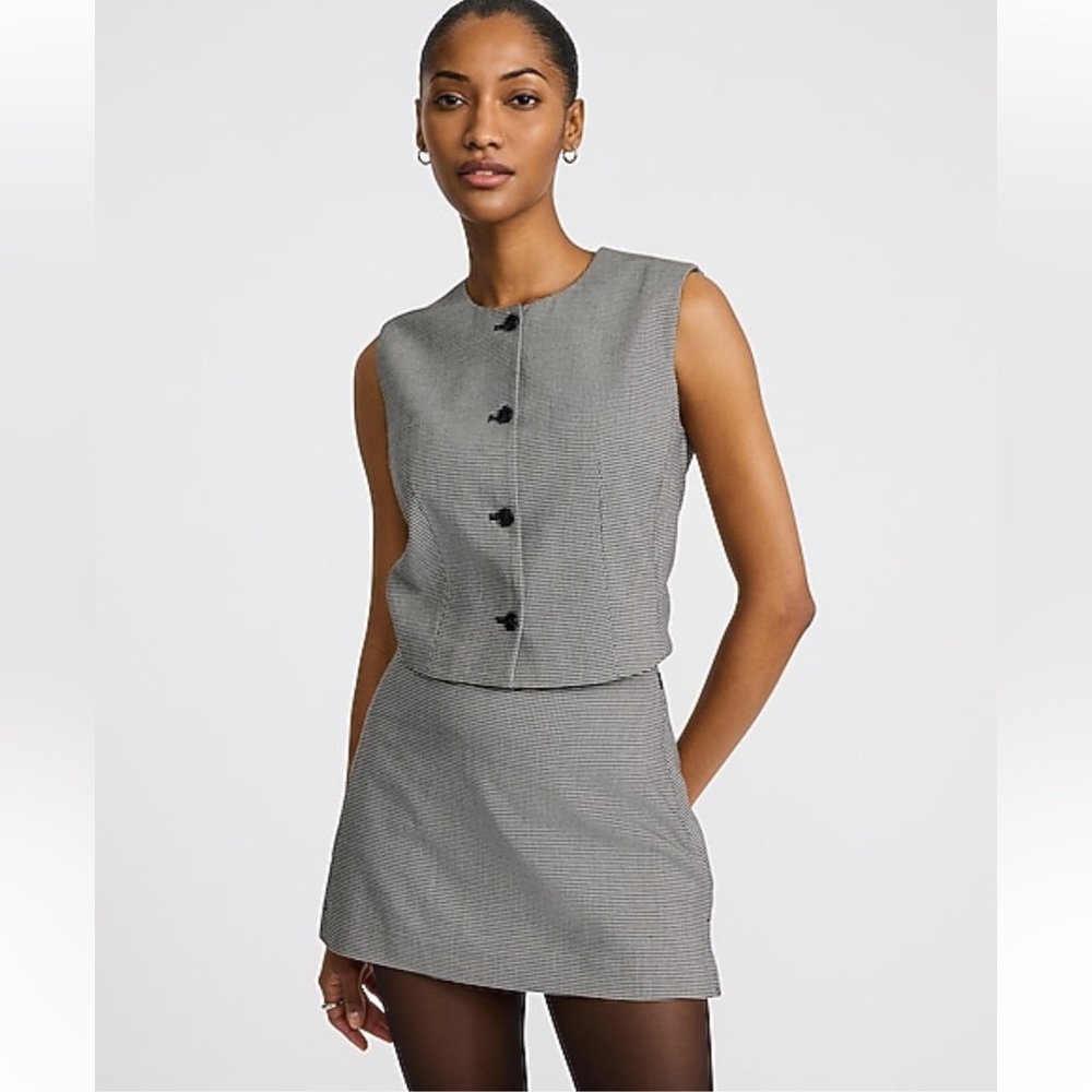 NWT Express Houndstooth Crew Neck Blazer Vest